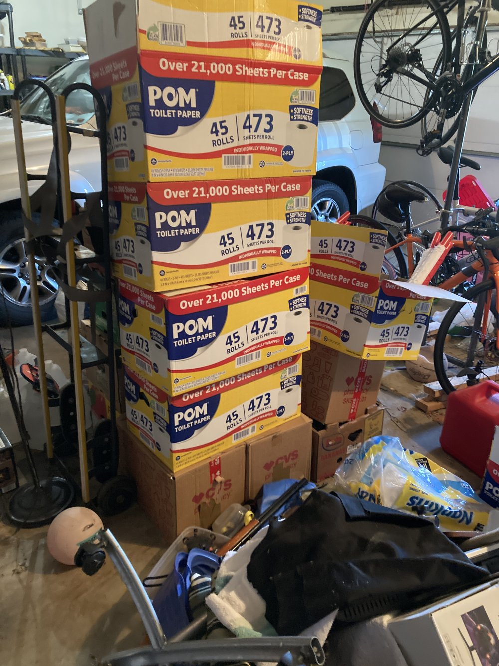 The boxes of donations
